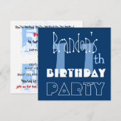 Custom Name Modern Kind 11th Birthday Blue Kaart (Voorkant / Achterkant)