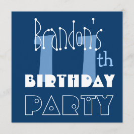 Custom Name Modern Kind 11th Birthday Blue Kaart