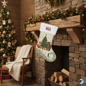 Custom Name Modern Nordic Pine Tree Kleine Kerstsok