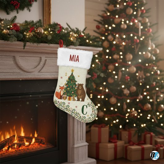 Custom Name Modern Nordic Pine Tree Kleine Kerstsok