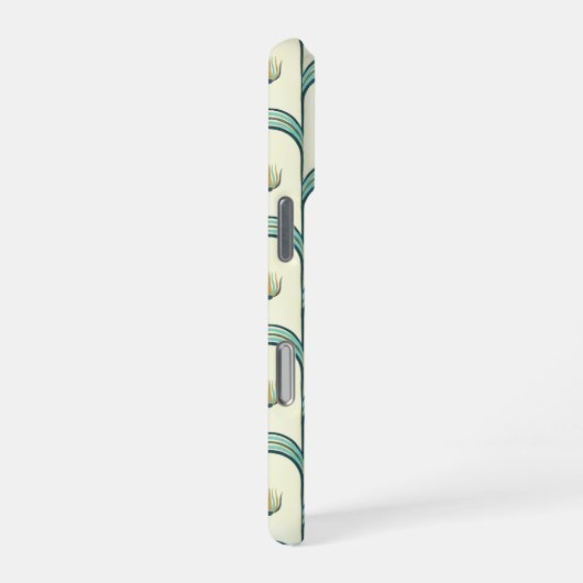 Custom Name & Monogram Art Deco Teal & Gold iPhone Hoesje (Rechterkant)