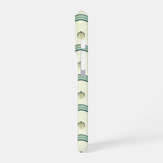 Custom Name & Monogram Art Deco Teal & Gold iPhone Hoesje (Linkerkant)