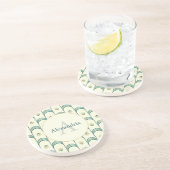 Custom Name & Monogram Art Deco Teal & Gold Zandsteen Onderzetter (Zijkant)