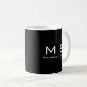 Custom Name Monogram Elegant Black And White Koffiemok (Voorkant rechts)