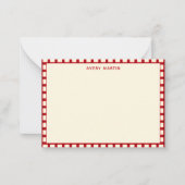 Custom Name Monogram Gingham Red Feminine Notitiekaartje (Voorkant)