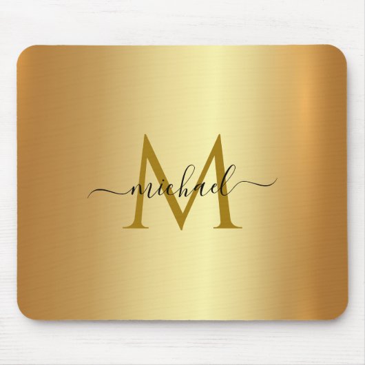 Custom Name Monogram Initial Template Gold Muismat (Voorkant)
