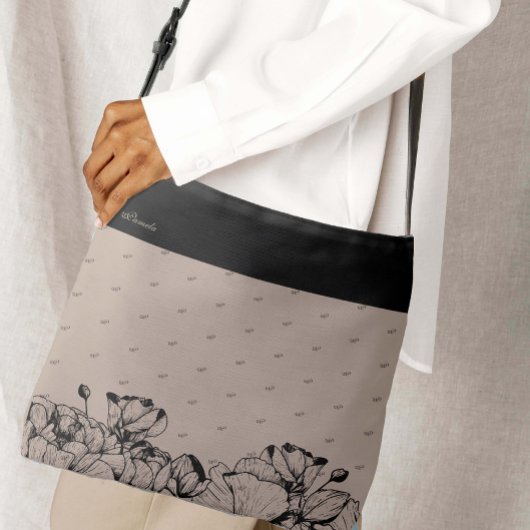 Custom Name & Monogram Pattern Crossbody Tas