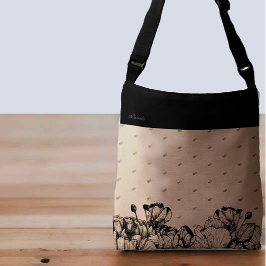 Custom Name & Monogram Pattern  Crossbody Tas