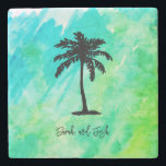 Custom Name Monogram Wedding Palm Tree Nautical Stenen Onderzetter<br><div class="desc">Enjoy our custom name nautical palm tree painting coaster.</div>