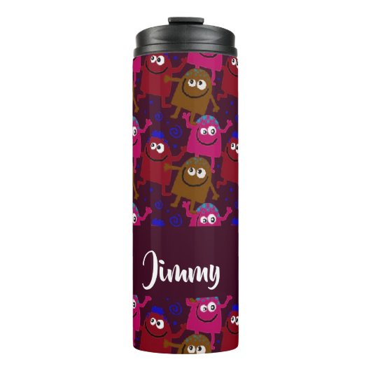 Custom name monsters pattern thermosbeker (Voorkant)