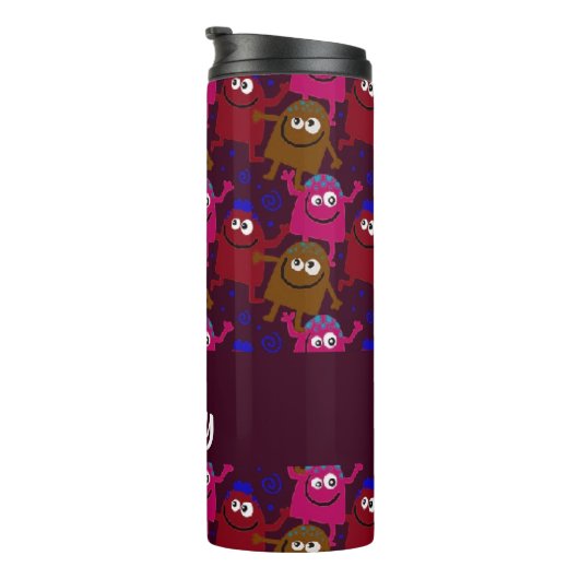Custom name monsters pattern thermosbeker (Geroteerd rechts)