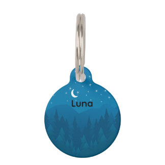 Custom Name, Moon Stars Mystic Mountain Pet ID Tag Huisdierpenning