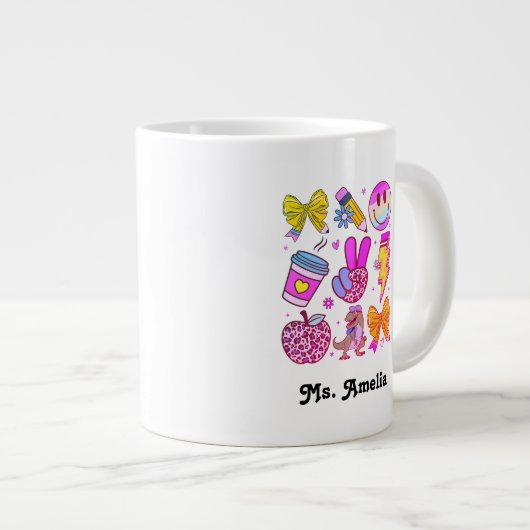 Custom Name Mug, Custom Teacher Mug,Back to school Grote Koffiekop (Voorkant rechts)