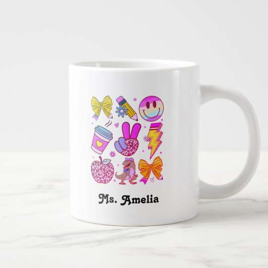 Custom Name Mug, Custom Teacher Mug,Back to school Grote Koffiekop (Rechts)
