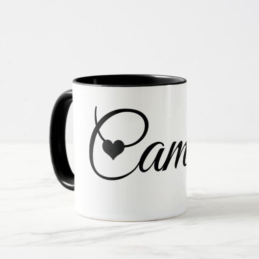 Custom Name Mug Minimalist Script Font with Heart  Mok (Voorkant links)