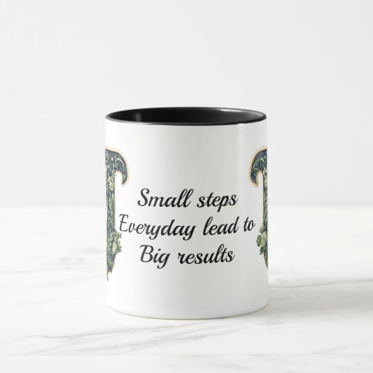 Custom Name Mug with Green Leaf Monogram Mok (Midden)