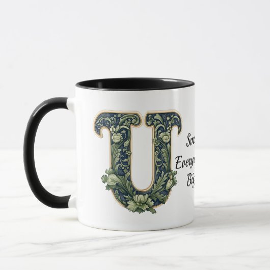 Custom Name Mug with Green Leaf Monogram  Mok (Links)