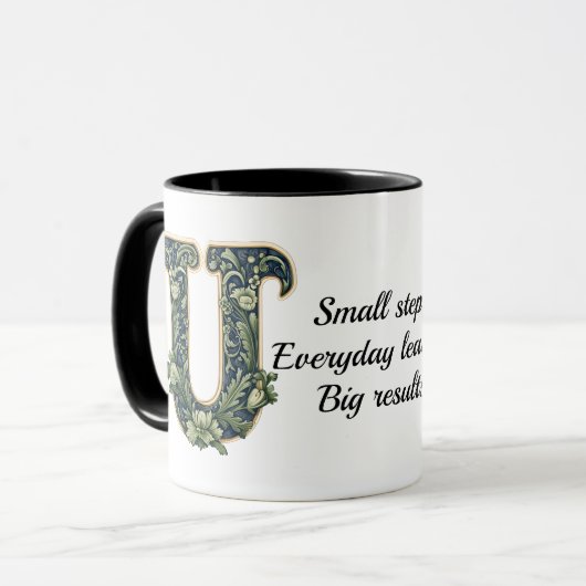 Custom Name Mug with Green Leaf Monogram  Mok (Voorkant links)