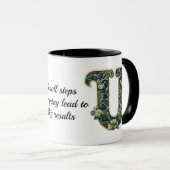 Custom Name Mug with Green Leaf Monogram  Mok (Voorkant rechts)