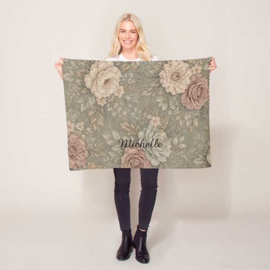 Custom Name Muted Suede Tone Fleece Deken (In situ)