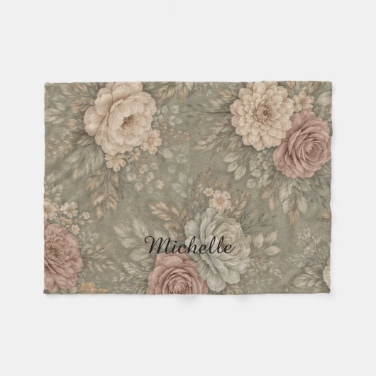 Custom Name Muted Suede Tone Fleece Deken (Voorkant (Horizontaal))