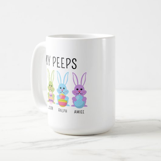 Custom Name My Peeps Easter Coffee Mug Koffiemok (Voorkant links)