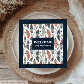 Custom Name Napkins Ethnic Chic Feathers Design Servet