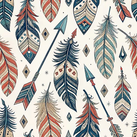 Custom Name Napkins Ethnic Chic Feathers Design Servet