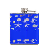 Custom name nautical print on blue heupfles (Achterkant)