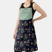 Custom Name Navy Botanical Apron Schort (Insitu)