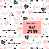 Custom Name Newlywed Love Hand Drawn Heart Curtain Douchegordijn