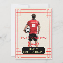 Custom Name Number and Text Birthday Soccer Man Feestdagenkaart