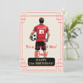 Custom Name Number and Text Birthday Soccer Man Feestdagenkaart (Staand voorkant)