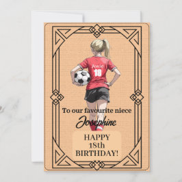 Custom Name Number and Text Birthday Soccer Woman Feestdagenkaart