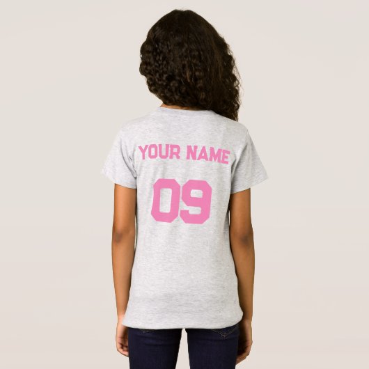 Custom Name Number op de achterkant Pink Font T-Sh T-shirt (Achterkant volledig)