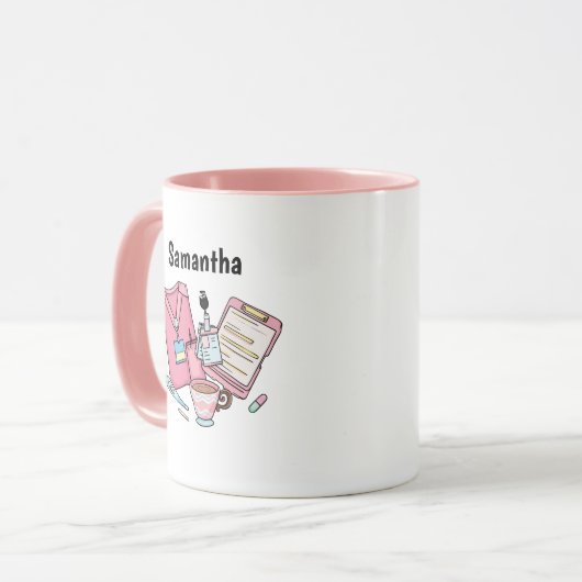 Custom Name Nurse Coffee Mug Gift Mok (Voorkant links)