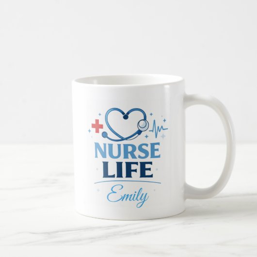 Custom Name Nurse Life Coffee Mug Gift Koffiemok (Rechts)