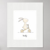 Custom Name Nursery - Cute Bunny Stripes Poster (Voorkant)