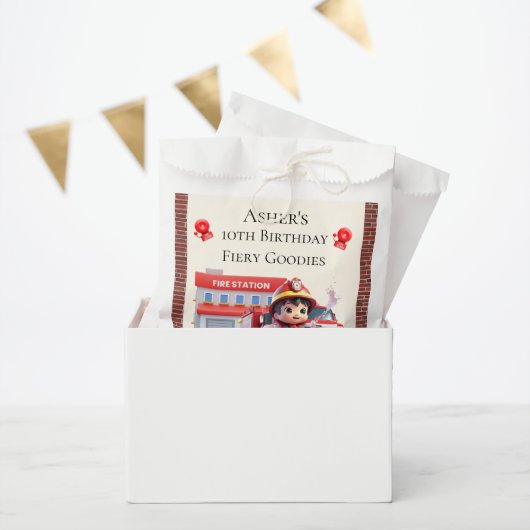 Custom Name & Occasion Cute 3D Boy Firefighter Bedankzakje (Feest)