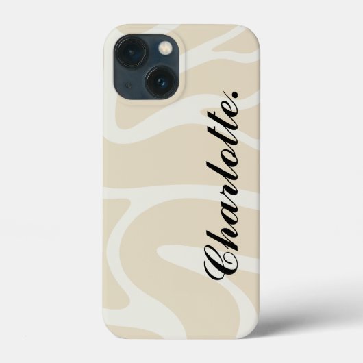 Custom Name on Beige Cream Simple Organic Pattern Case-Mate iPhone Case (Achterkant)