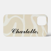 Custom Name on Beige Cream Simple Organic Pattern Case-Mate iPhone Case (Achterkant (horizontaal))