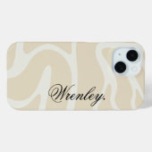 Custom Name on Beige Cream Simple Organic Pattern Case-Mate iPhone Case (Achterkant (horizontaal))
