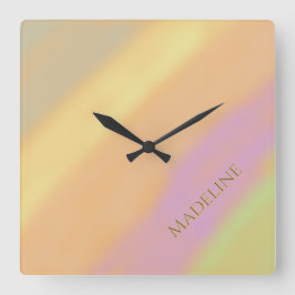 Custom Name on Cotton Candy Colors Vierkante Klok