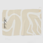 Custom Name on Modern Beige Cream Organic Pattern Golfhanddoek (Horizontaal)