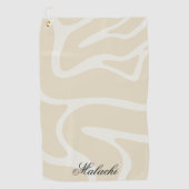 Custom Name on Modern Beige Cream Organic Pattern Golfhanddoek (Voorkant)