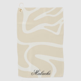 Custom Name on Modern Beige Cream Organic Pattern Golfhanddoek