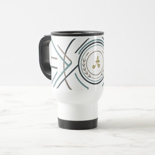 Custom Name or Initial Travel Mug – Premium Gift Reisbeker (Voorkant links)