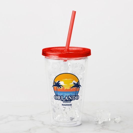 Custom Name Orlando Florida Acryl Drinkbeker (Achterkant ijs)
