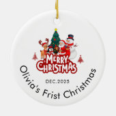 Custom Name Ornament, Baby's First Christmas Keramisch Ornament (Achterkant)