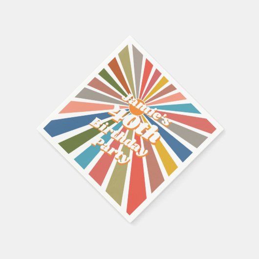  Custom Name Party Table Decor Fun Retro Rainbow Servet (Hoek)